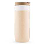 Tazza termica da viaggio in acciaio inox con meccanismo antigoccia Dopper 400 ml color marrone chiaro quinta vista