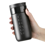 Tazza termica da viaggio in acciaio inox con coperchio a ribalta Dopper 300 ml color nero seconda vista