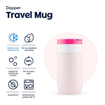 Tazza termica da viaggio in acciaio inox con coperchio a ribalta Dopper 300 ml color rosa prima vista