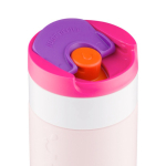 Tazza termica da viaggio in acciaio inox con coperchio a ribalta Dopper 300 ml color rosa seconda vista