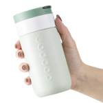 Tazza termica da viaggio in acciaio inox con coperchio a ribalta Dopper 300 ml color verde bosco quarta vista