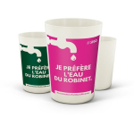 Bicchiere riutilizzabile di origine vegetale e minerale versione mini 220 ml color bianco sporco