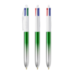 Penna a sfera in plastica prodotta nell’UE con meccanismo multicartuccia e inchiostro 4 colori BIC® color verde