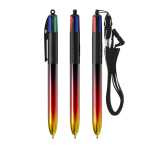 Penna a sfera in plastica con finitura effetto metallico e inchiostro 4 colori Flags BIC® color nero