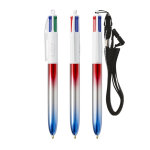 Penna a sfera in plastica con finitura effetto metallico e inchiostro 4 colori Flags BIC® color blu