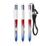 Penna a sfera in plastica con finitura effetto metallico e inchiostro 4 colori Flags BIC® color blu