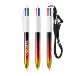 Penna a sfera in plastica con finitura effetto metallico e inchiostro 4 colori Flags BIC® color rosso