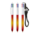 Penna a sfera in plastica con finitura effetto metallico e inchiostro 4 colori Flags BIC® color giallo