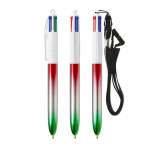 Penna a sfera in plastica con finitura effetto metallico e inchiostro 4 colori Flags BIC® color verde