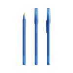 Penna a sfera in plastica dal design classico con scrittura nera Round Stic BIC® color blu trasparente