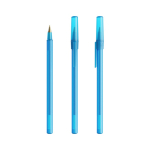 Penna a sfera in plastica dal design classico con scrittura nera Round Stic BIC® color azzurro trasparente