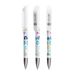 Penna a sfera in plastica con sezione metallica cromata e inchiostro blu BIC® color bianco