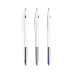Penna a sfera in plastica retrattile ed ergonomica con inchiostro blu BIC® color bianco