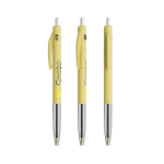 Penna a sfera in plastica retrattile ed ergonomica con inchiostro blu BIC® color giallo pastello