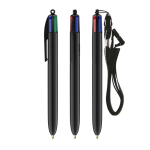 Penna a sfera in plastica con lanyard da appendere e inchiostro a 4 colori BIC® color nero