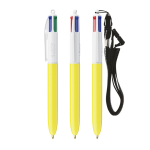 Penna a sfera in plastica con lanyard da appendere e inchiostro a 4 colori BIC® color giallo