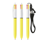 Penna a sfera in plastica con lanyard da appendere e inchiostro a 4 colori Sun BIC® color giallo
