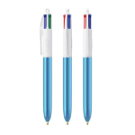 Penna a sfera in plastica con finitura metallica e inchiostro a 4 colori BIC® color azzurro ciano