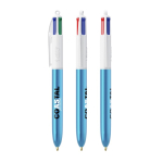 Penna a sfera in plastica con finitura metallica e inchiostro a 4 colori BIC® color azzurro ciano