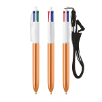 Penna a sfera in plastica con finitura metallizzata e inchiostro a 4 colori Shine BIC® color arancione