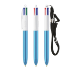 Penna a sfera in plastica con finitura metallizzata e inchiostro a 4 colori Shine BIC® color azzurro ciano
