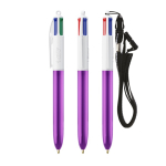 Penna a sfera in plastica con finitura metallizzata e inchiostro a 4 colori Shine BIC® color viola