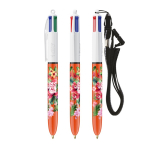 Penna a sfera in plastica con lanyard e scrittura fine a 4 colori BIC® color arancione
