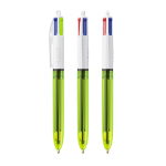 Penna in plastica con evidenziatore a punta fine e inchiostro 4 colori Fluo BIC® color verde lime trasparente
