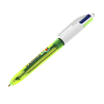 Penna in plastica con evidenziatore a punta fine e inchiostro 4 colori Fluo BIC® color verde lime trasparente