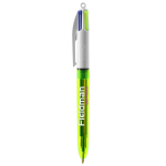 Penna in plastica con evidenziatore a punta fine e inchiostro 4 colori Fluo BIC® color verde lime trasparente