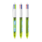 Penna in plastica con evidenziatore a punta fine e inchiostro 4 colori Fluo BIC® color verde lime trasparente