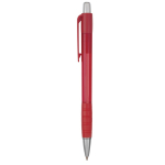 Penna a sfera in plastica traslucida con inchiostro blu Striped Grip BIC® color rosso