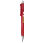 Penna a sfera in plastica traslucida con inchiostro blu Striped Grip BIC® color rosso