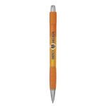 Penna a sfera in plastica traslucida con inchiostro blu Striped Grip BIC® color arancione