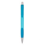 Penna a sfera in plastica traslucida con inchiostro blu Striped Grip BIC® color azzurro ciano