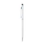 Penna a sfera in metallo con puntatore touch e inchiostro blu Sleek Stylus BIC® color bianco