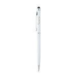 Penna a sfera in metallo con puntatore touch e inchiostro blu Sleek Stylus BIC® color bianco