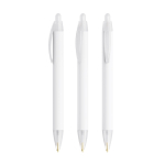 Penna BIC® in plastica riciclata con fusto largo e inchiostro blu color bianco trasparente