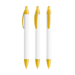 Penna BIC® in plastica riciclata con fusto largo e inchiostro blu color giallo trasparente