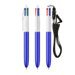 Penna a sfera in plastica con laccetto da collo e inchiostro a 4 colori BIC® color blu
