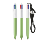 Penna a sfera in plastica con laccetto da collo e inchiostro a 4 colori BIC® color verde mela