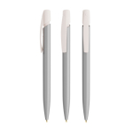 Penna a sfera in plastica con clip robusta e inchiostro blu Media Clic Glacé BIC® color argento
