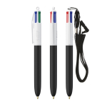Penna in plastica con lanyard da appendere e inchiostro a 4 colori BIC® color bianco/nero