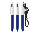 Penna in plastica con lanyard da appendere e inchiostro a 4 colori BIC® color blu mare