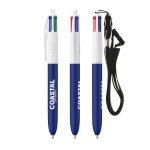 Penna in plastica con lanyard da appendere e inchiostro a 4 colori BIC® color blu mare