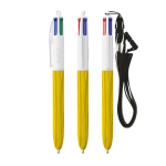Penna a sfera in plastica effetto legno con inchiostro a 4 colori BIC® color giallo