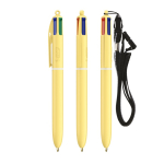 Penna a sfera in plastica dai toni pastello con laccetto e inchiostro a 4 colori BIC® color giallo pastello