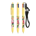 Penna a sfera in plastica dai toni pastello con laccetto e inchiostro a 4 colori BIC® color giallo pastello