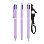 Penna a sfera in plastica dai toni pastello con laccetto e inchiostro a 4 colori BIC® color lilla