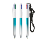 Penna a sfera in plastica bicolore metallizzata con inchiostro a 4 colori BIC® color turchese